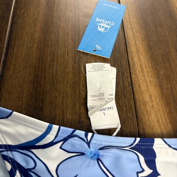 NWT Cupshe Trippy Blossoms Floral Swirl Bikini Bottom size L blue Art - Picture 5 of 8